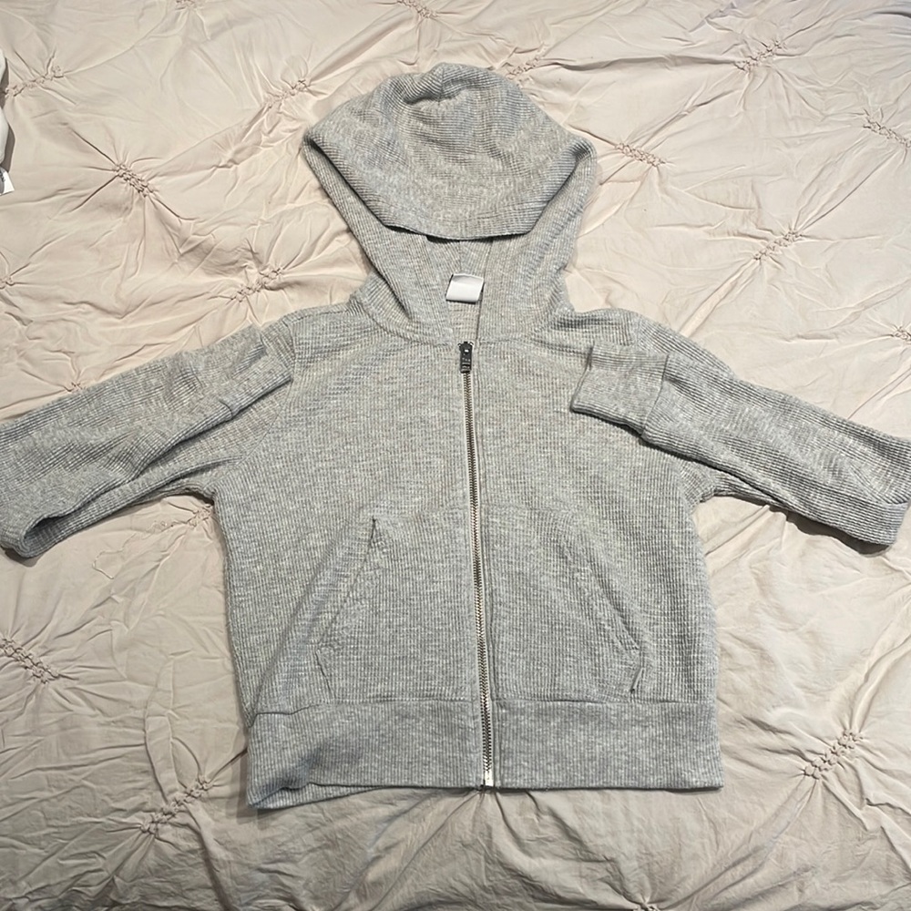 Aritzia TNA Waffle Zip-Up Cropped Sweatshirt